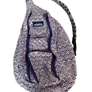 Kavu Rope Sling Bag Backpack Purple Quilt Print Handbag Purse Hiking Shopping
